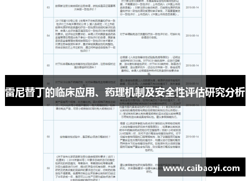 雷尼替丁的临床应用、药理机制及安全性评估研究分析